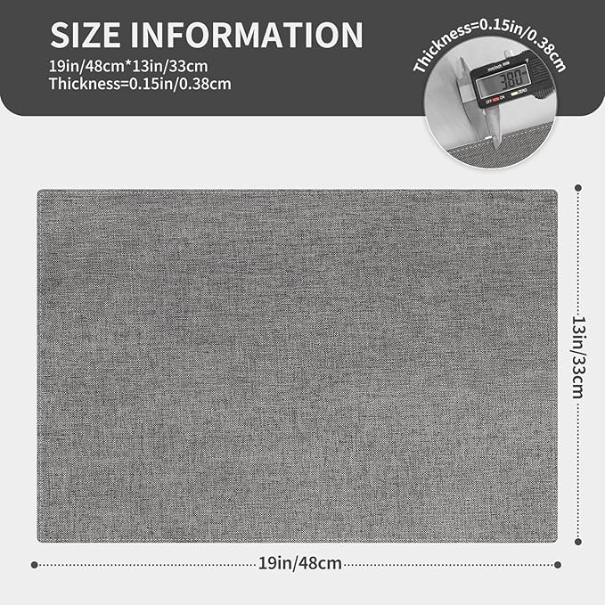 Cloth Placemats, Set of 6 Heat-Resistant Cotton Linen Blend Double Layered Machine Washable Place Mats, Wrinkle Free Thick Fabric Dining Table Mats for Indoors & Outdoors (Dark Grey, 6)