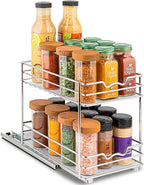 Pull Out Cabinet Organizer for Spices, Cans - Heavy Duty with Lifetime Limited Warranty- Pull Out Spice Rack- Cabinet Pull Out Shelf for Cans,Dishes, Etc, 6.-1/2"W x 10-3/8"D x 8-7/8"H, Chrome