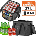 OPUX Soft Cooler Bag, Insulated Collapsible Lunch Cooler Tote for Men Work Camping Beach Travel, Portable Soft Sided Leakproof Waterproof Large Lunch Bag Box with Shoulder Strap 40 Cans, Charcoal Gray