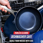 Blue Diamond Frying Pan 8” Skillet, Diamond Infused Healthy Ceramic Nonstick, PFAS and PFOA-Free, Dishwasher and Oven Safe, Even Heating, Metal Utensil Safe, Warp Control Base, Blue (Pack of 4)