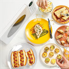 Nostalgia Modern Retro Countertop Microwave Oven - 700-Watt - 0.7 cu ft - Retro Microwave and Accessory Bundle with Popcorn Popper, Egg Poacher / Omelet Cooker, and Divided Plate with Cover - White