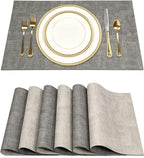 SUEH DESIGN Leather Placemats Set of 6 Reversible Table Mats Heat Resistant Waterproof No-Slip Place Mats for Dining Table Kitchen Parties