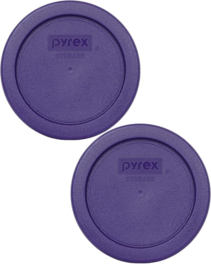 Pyrex 7202-PC 1-Cup Plum Purple Food Storage Replacement Lid (2-Pack) - Made in USA