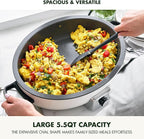 GreenPan Elite 5.5QT Electric Oval Skillet, PFAS-Free Ceramic Nonstick, 1800 Watt, Dishwasher Safe Lid & Removable Crock, Adjustable Temp Control Multi-Cooker, Sear, Sauté, Rice, Stir-Fry, Cream White