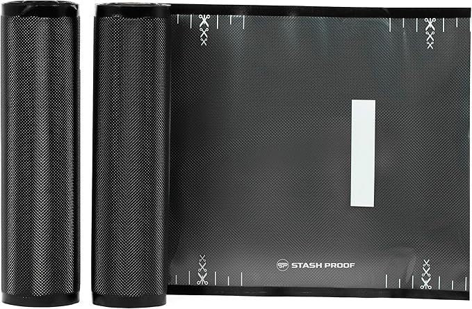 Vacuum Seal Rolls 11" x 25' 2 Pack (50 Feet Total) (Black and Clear) 5.5 Mil - BPA Free Commerical Grade Food Saver for Storage, Sous Vide, and Meal Prep Sealer Bag