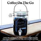 Willow & Everett Cold Brew Coffee & Iced-Tea Maker Pitcher, 2 L Glass Dispenser w/Metal Spigot & Mesh Filter Iced Coffee & Sun Tea Brewing System