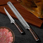 Sunnecko Professional BBQ Carving Knife Set, Slicing and Boning Knife for Meat Cutting,German High Carbon Stainless Steel Carving Knife for Meat and Turkey.