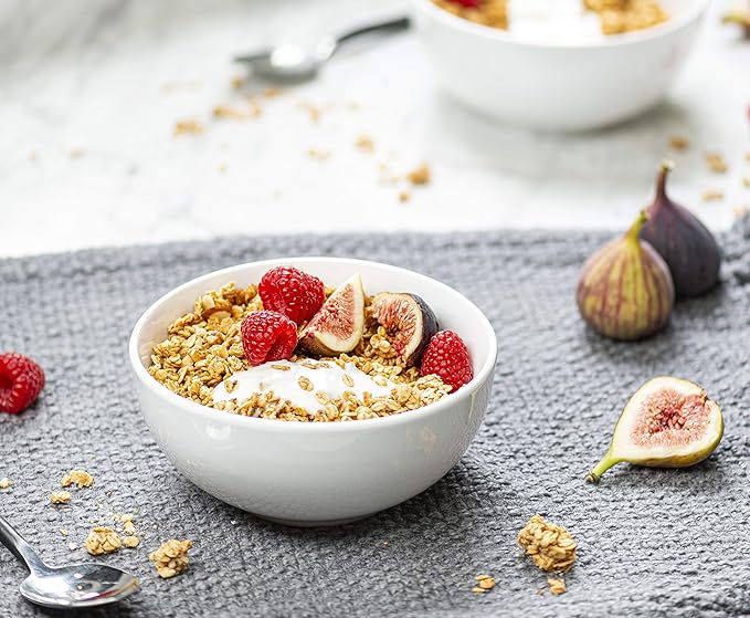 KooK Soup Bowls, Cereal Bowl, Ceramic, Bowls for Kitchen, Microwave, Dishwasher and Freezer Safe, Porcelain Dishes for Pasta, Salad, Oatmeal, Deep Interior, 20 oz, Set of 6, (White)