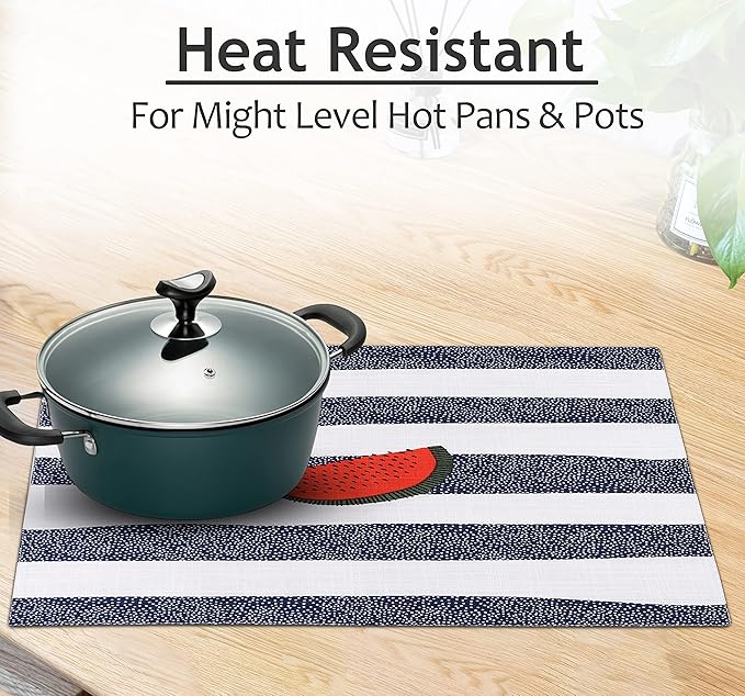 Ruvanti Placemats 100% Cotton 13x19 Inch, Dining Table Placemats Set of 6, Modern Place Mats for Dining Table Decor, Kitchen & Table Linens, Coffee Mat for Christmas Dinners - Watermelon