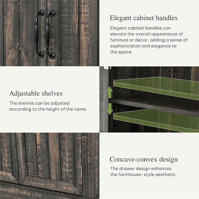 DWVO 71" Tall Kitchen Pantry Cabinet, Farmhouse Freestanding Storage Cabinet with Doors, Drawer and Adjustable Shelves for Kitchen, Living Room, Dining Room, Rustic Dark Oak