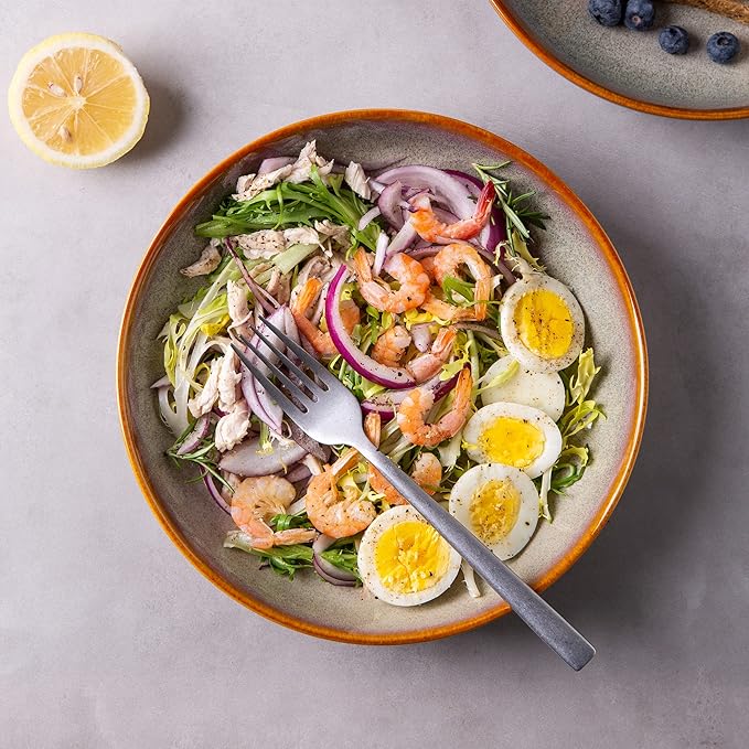 LERATIO Large Pasta Bowls,38oz Ceramic Pasta Bowls,9.0" Reactive Glaze Pasta Bowl Set of 6,Microwave & Dishwasher,Oven Safe,Wide Serving Bowls for Salad,Pasta,Fruit,Scratch Resistant-Khaki