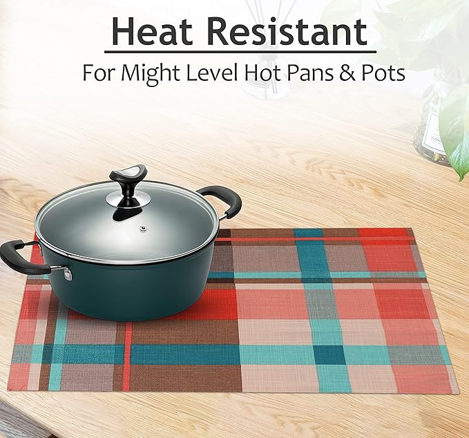 Ruvanti Placemats 100% Cotton 13x19 Inch, Dining Table Placemats Set of 6, Modern Place Mats for Dining Table Decor, Kitchen & Table Linens, Coffee Mat for Christmas Dinners - Likely