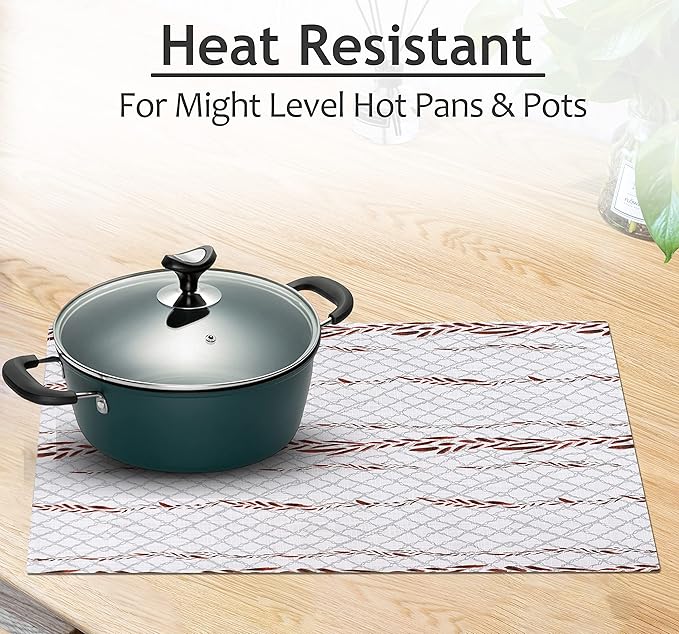 Ruvanti Placemats 100% Cotton 13x19 Inch, Dining Table Placemats Set of 6, Modern Place Mats for Dining Table Decor, Kitchen & Table Linens, Coffee Mat for Christmas Dinners - Wheatable