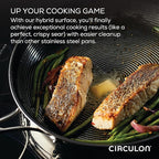 Circulon Clad Stainless Steel Saute Pan with Lid and Hybrid SteelShield and Nonstick Technology, 5 Quart - Silver