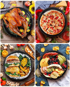 Round Baking Pan Set Roasting Dish 4-Pack 9/10/12/14 Inch Enamel Non Stick Large Cookware for Cake Bread Pie Pizza Turkey Steak, Non-Toxic Oven Dishwasher Safe, Christmas Gift Bakeware