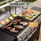 Brand-Man Griddle Grill Combo 6-Burner, 2 in 1 Versatile Propane Gas Grill and Griddle with Double Stainless Steel Lids, BBQ Combo for Outdoor Kitchen & Backyard Barbecue Cooking