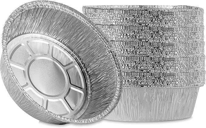 Plasticpro 7'' Inch Round Tin Foil Pans Disposable Aluminum, Freezer & Oven Safe - For Baking, Cooking, Storage, Roasting, & Reheating, Pack of 50