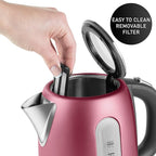 Sencor SWK1774RD 1.7L Stainless Steel Electric Kettle with Lid Safety Lock, Red