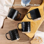 GBHOME Large Coffee Mugs Set of 4, 16oz Handmade Stoneware Coffee Mugs Set with Large Handle for Cappuccino/Latte/Tea/Hot Cocoa, Dishwasher & Microwave Safe, Black