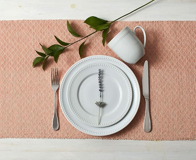 Everyday White by Fitz and Floyd, Beaded 16 Piece Dinnerware Set, Service for 4