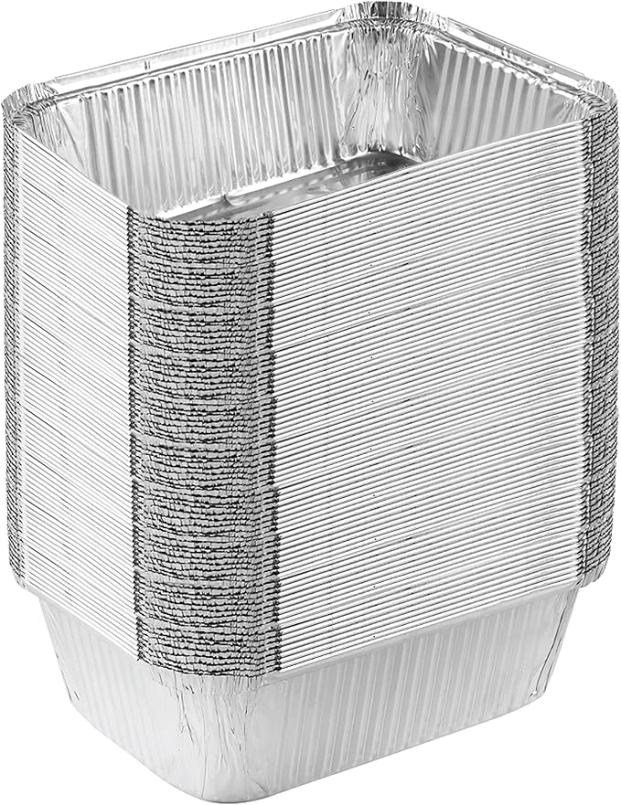 PLASTICPRO Disposable 5 LB Aluminum Takeout Tin Foil Baking Pans 7'' X 10'' X 3'' Inch Bakeware - Cookware Perfect for Baking Cakes,Brownies,Bread, Meatloaf, Lasagna, or Lunchbox, Pack of 50