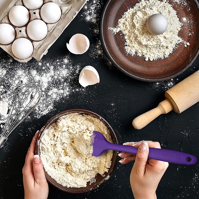 Silicone Spatula 3-piece Set, Ergonomic Handle High Heat-Resistant Spatulas, Non-stick Rubber Spatulas with Stainless Steel Core, Purple