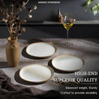 HaWare Stoneware Salad Plates Set of 6, 7.9” Heavy Duty Ceramic Plates, Reactive Glaze Dinnerware for Home Restaurant, Chip and Scratch Resistant, Microwave and Dishwasher Safe, Reactive Pearl White