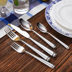 KEAWELL Premium Regal 20-Piece Silverware Set – 18/10 Stainless Steel Flatware with Tapered Column Handles, Dishwasher Safe and Perfect for Gifting or Formal Dining (20, Silver)