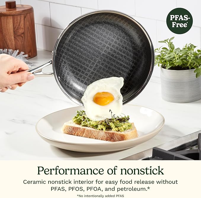 Cuisinart FusionElite+ Nonstick Tri-Ply Stainless Steel Skillet, 12″ Skillet Frying Pan with Helper, PURELYSEAR Ceramic Nonstick Technology, Scratch Proof, Cool Grip Handles, Dishwasher Safe