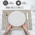 Ruvanti Placemats 100% Cotton 13x19 Inch, Dining Table Placemats Set of 6, Modern Place Mats for Dining Table Decor, Kitchen & Table Linens, Coffee Mat for Christmas Dinners - Leafy