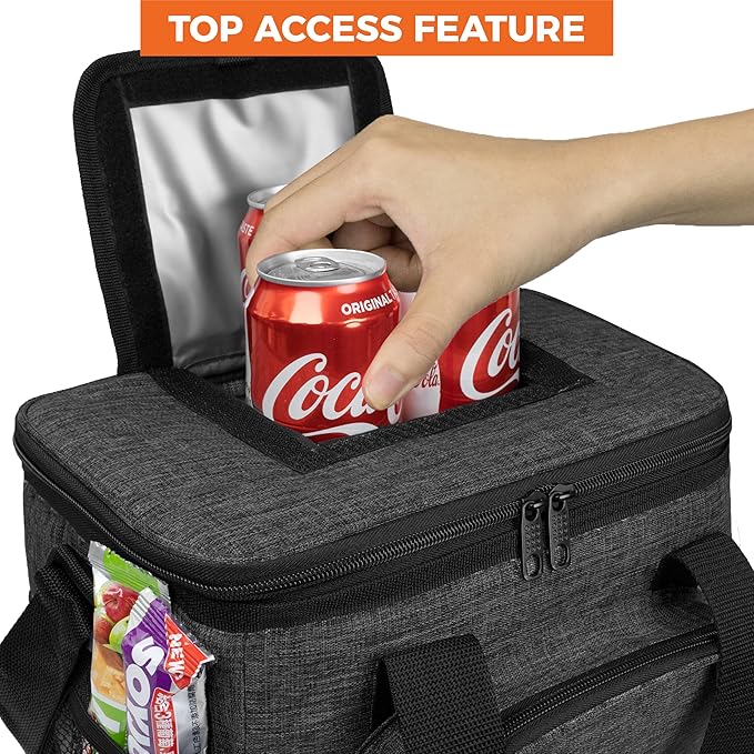 OPUX Soft Cooler Bag, Insulated Collapsible Lunch Cooler Tote for Men Work Camping Beach Travel, Portable Soft Sided Leakproof Waterproof Large Lunch Bag Box with Shoulder Strap 24 Cans, Charcoal Gray