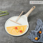 ESLITE LIFE 11 Inch Crepe Pan with Spreader, Nonstick Ceramic Flat Skillet Dosa Tawa Comales Para Tortillas Pancake Pan, PTFE & PFOA Free, White