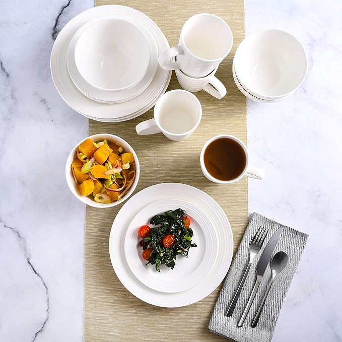 Gibson - 102504.16RM Gibson Home Amelia Court 16 Piece Dinnerware Set, White