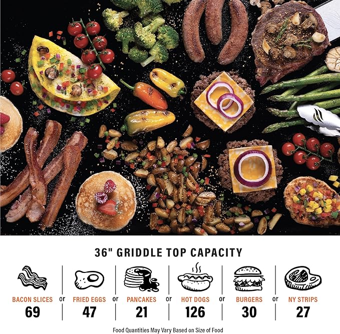 Blackstone 1554 36” Omnivore Griddle with Folding Side Shelves, Powder Coated Steel, Black