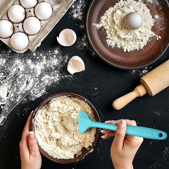 Silicone Spatula 3-piece Set, Ergonomic Handle High Heat-Resistant Spatulas, Non-stick Rubber Spatulas with Stainless Steel Core, Macaron Blue