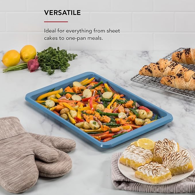 KitchenAid 10x15in Nonstick Aluminized Steel Baking Sheet, Blue Velvet