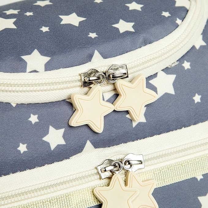 Kids Dual Compartment Lunch Bags Tote for Boys Girls Toddler Lunch Boxes Pre-School Toddler Kindergarten Picnic Camp Food Cooler Thermal with Strap (Yellow Star)
