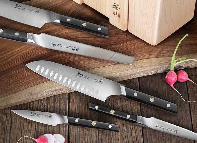 Cangshan TC Series 1021226 Swedish 14C28N Steel Forged 14-Piece DENALI Magnetic Knife Block Set, Maple