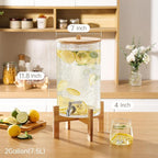 2 Gallon Glass Drink Dispenser with Stand, Beverage Dispenser with Wood Lid and Stainless Steel Spigot, Glass Water Dispenser for Parties, Ideal for Juice, Tea, Lemonade, and More