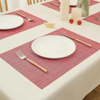Leetaltree Red Placemats Set of 4 - Heat Resistant Non-Slip Place mats for Dining Table, Washable Durable PVC Vinyl Woven Table Mats（Red, 4）