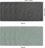 Myir JUN Dual Sided Faux Leather Placemats Set of 8 for Indoor Outdoor Dining Tables, Square Non-Slip Washable Wipeable Table Mats (Gray Sage Green, Set of 8)