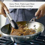 KitchenAid 3-Ply Base Brushed Stainless Steel Induction Pots and Pans Set with Nonstick Round Grill Pan and Lids, Dishwasher Safe, 10 Piece Cookware Set, Brushed Stainless Steel