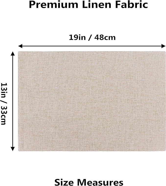 Home Brilliant Burlap Linen Placemats Set of 6 Plate Mats Heat Resistant Dining Table Cloth Placemats Washable Kitchen Table Mats for Holiday Dinner, 13x19 inch, Light Linen