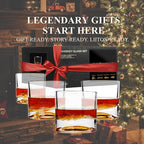 LIITON American Peaks Heavy Crystal Whiskey Glasses Gift Set of 4, Thick Freezable Bourbon Glass 1lb Each, Premium Whiskey Gifts for Men, Frozen Crystal Chills Cocktails, 10 oz