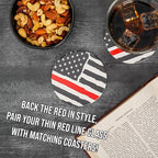 Blue Ridge Mountain Gifts - Thin Red Line Whiskey Glass - Personalized Firefighter Glass, Fireman Flag & Appreciation, Back the Red, Fire Academy Gift, Personalized Father's Day Gift First Responders