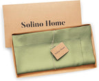 Solino Home Square Linen Tablecloth 52 x 52 Inch - 100% Pure Linen Moss Green Table Throw - Classic Hemstitch, Machine Washable Table Cloth for Summer, Fall, Autumn