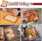 P&P CHEF 8.6 Inch Silicone Baking Mats, 2 Pcs Reusable Silicone Oven Mat, Non Stick Baking Supplies for Macaroon Pastry Bread Dough Cookie, Fits Well with Sheet Pan, Healthy & Easy Clean