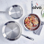 Alva Maestro 8" Premium Stainless Steel Frying Pan - 18/10 Professional Grade - PFAS/PFOA/PTFE Free - High Heat & Oven Safe - All Stovetop Compatible