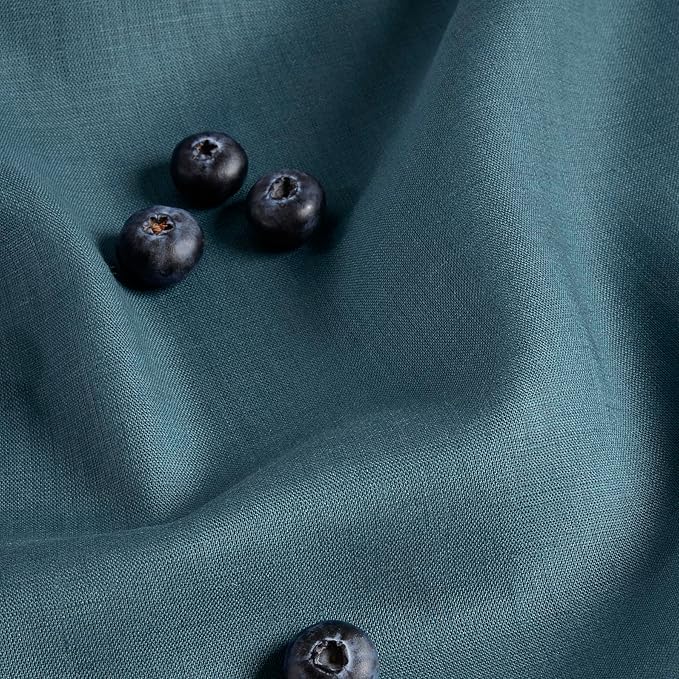 Solino Home Peacock Blue Table Runner 48 Inches - 100% Pure Linen Short Table Runner 14 x 48 Inch Ideal for Dresser and Coffee Tables - Summer - Fete