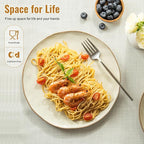 12 Pieces Dinnerware Sets,Plates and Bowls Sets, Handmade Reactive Glaze Dishes Set for 4 with at Least 10% Recycled Ceramic (Beige)